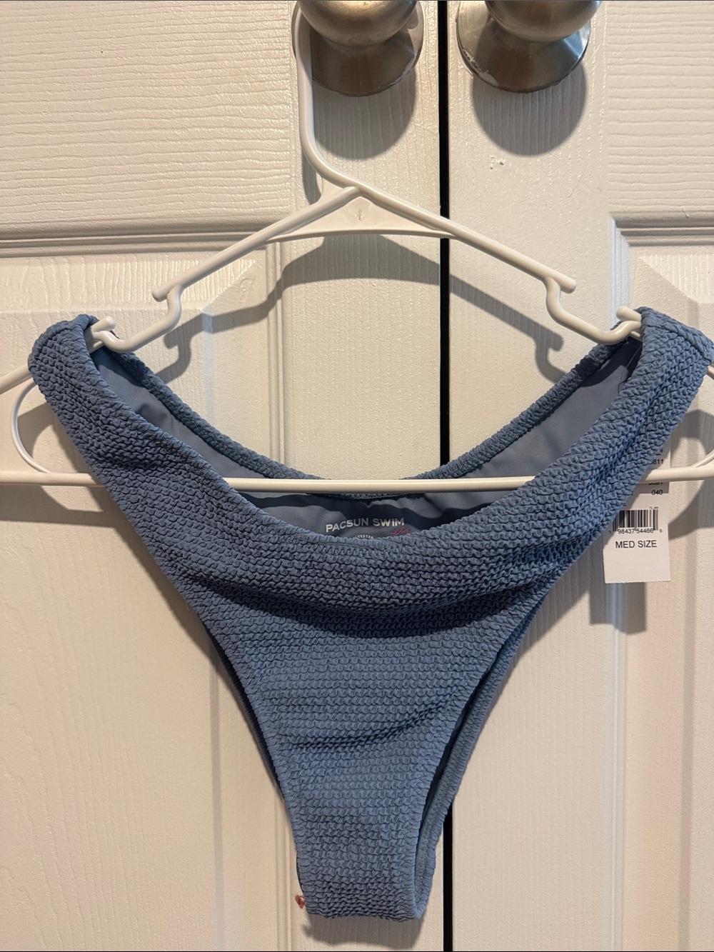 PacSun Blue Textured High-Cut Bikini Bottom - Blue